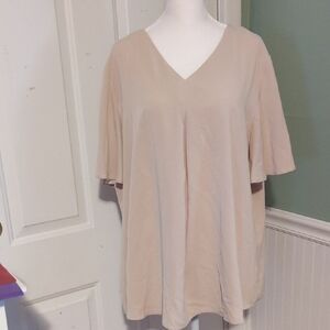 Anyally Nude Short Sleeve Top Blouse 2XL Career